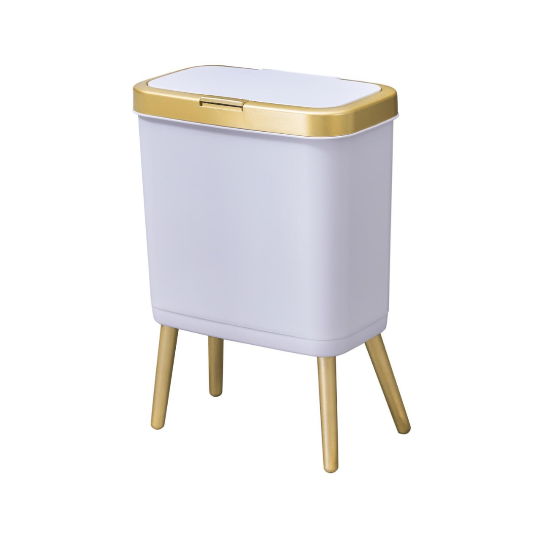 פח אשפה - לבן ראש לבן על רגליים זהב 15 ליטר