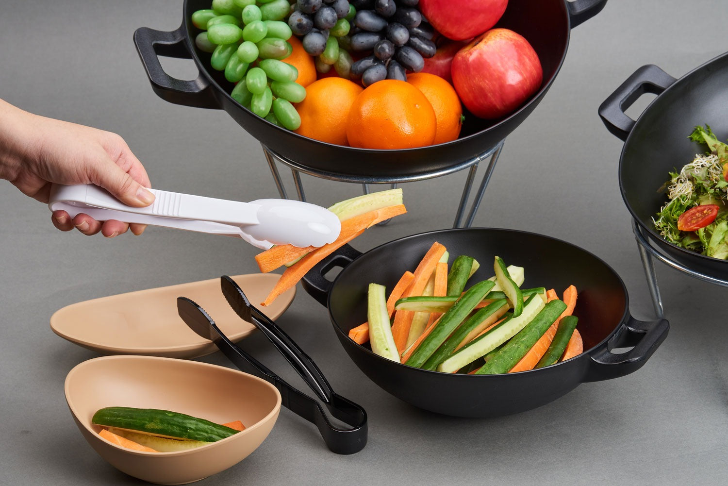 מחבת עגול עמוק + ידיות 8.3X25X31.8 מלמין שחור ליטל שף