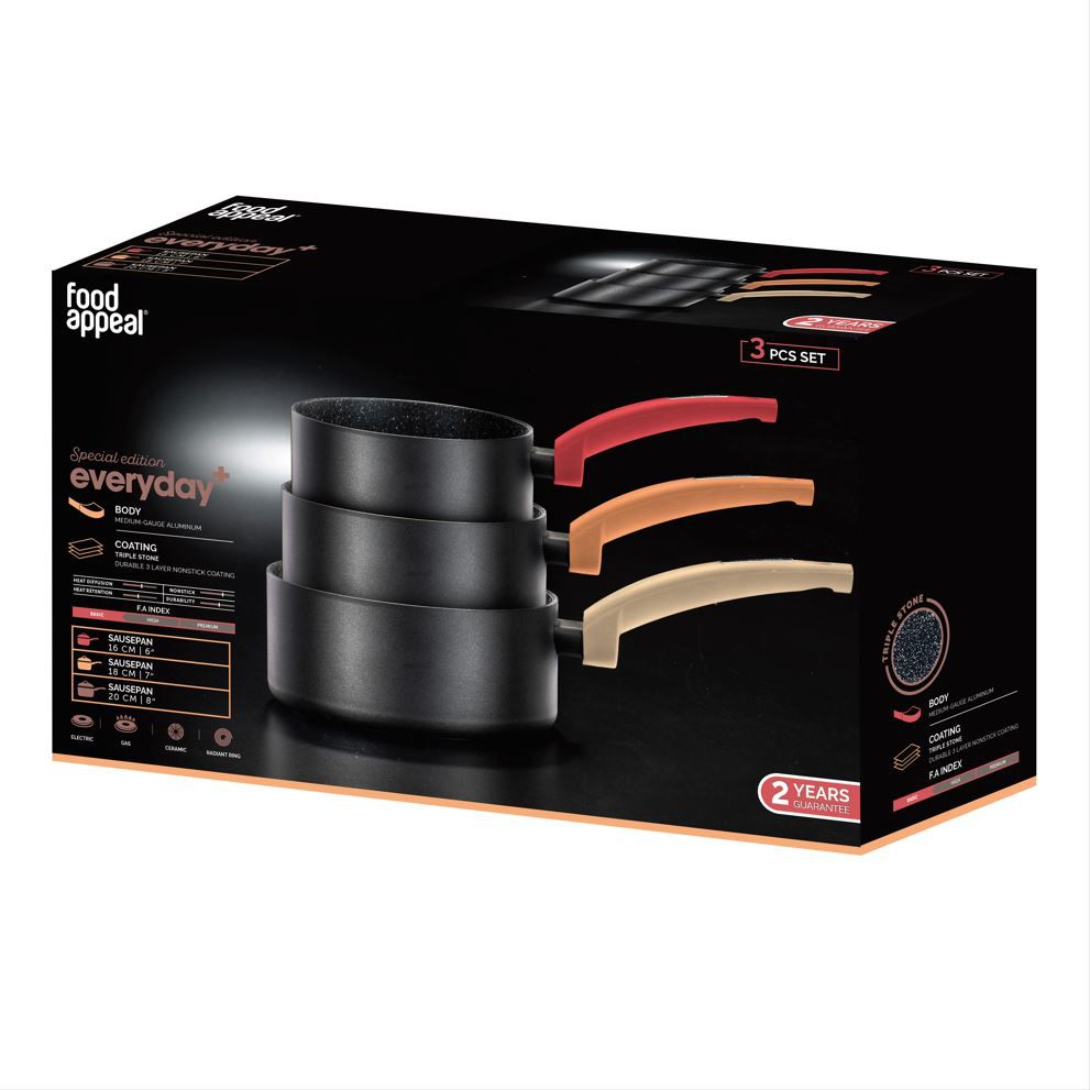 מארז קלחות 16/18/20 ס"מ EVERYDAY+ אדום/כתום/צהוב