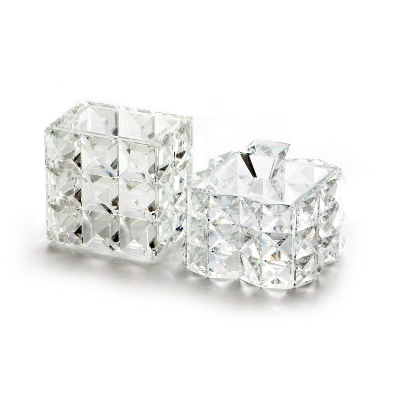 סט קריסטל טואלט\תמרוקים\איפור מרובע 10.5 ס"מ גובה 9.5 ס"מ