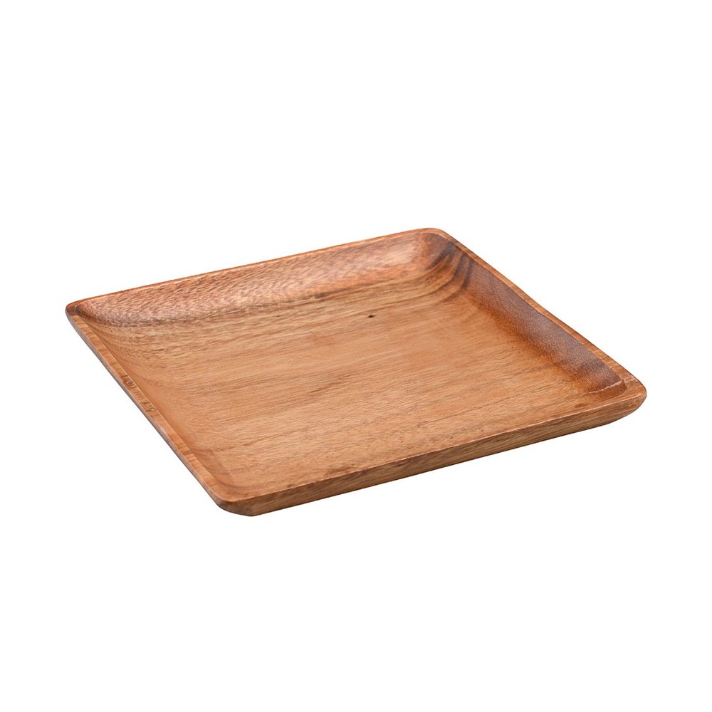 צלחת מרובעת עץ - מנה עיקרית 25 ס”מ