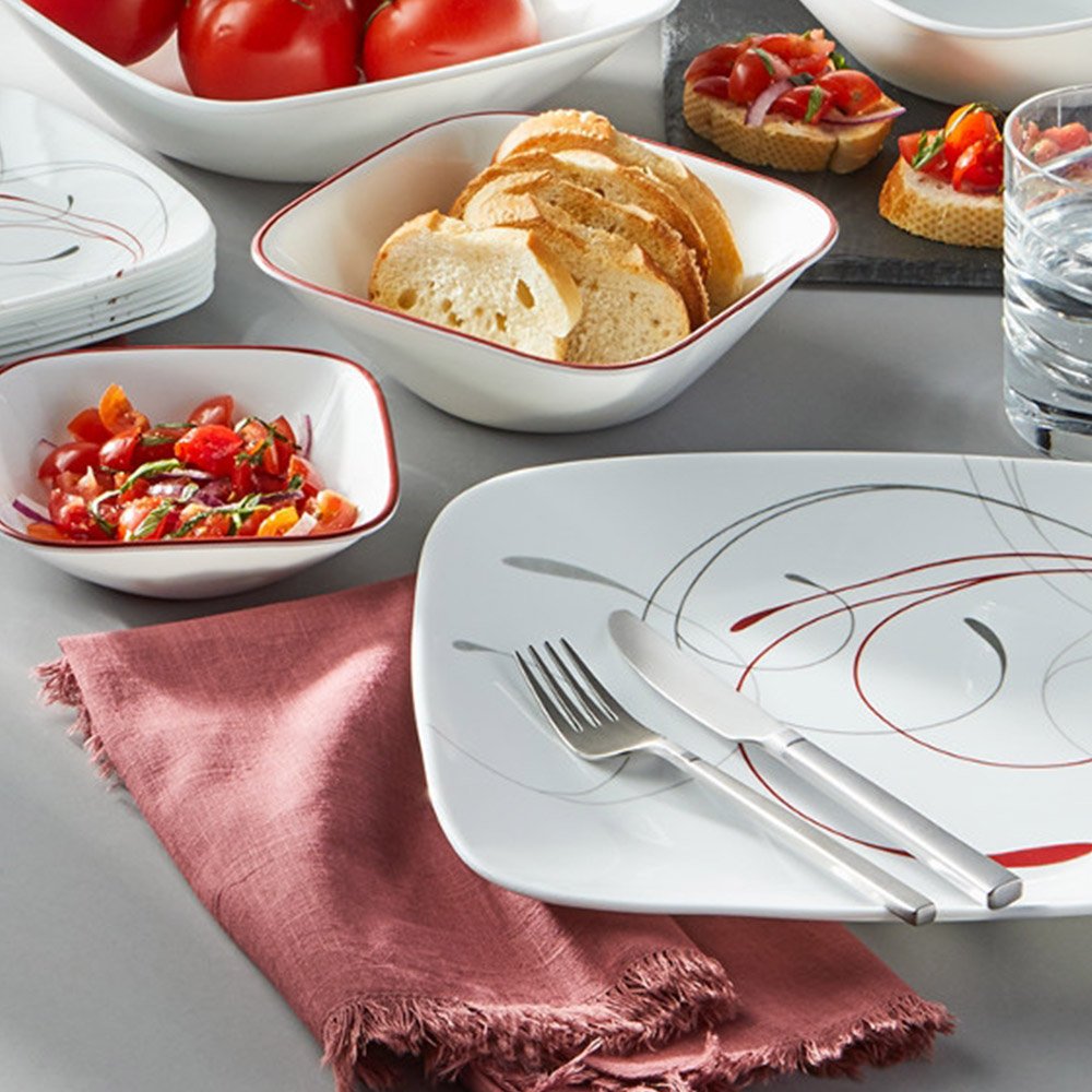 סט צלחות 18 חלקים דגם Splendor Square מבית corelle קורנינג