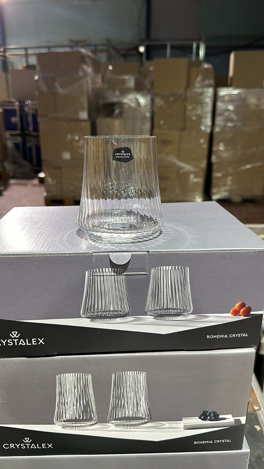 סט 6 כוס שתייה - בוהמיה קריסטל אקסטרה אופטיק פסים 350 מ"ל CRYSTALEX