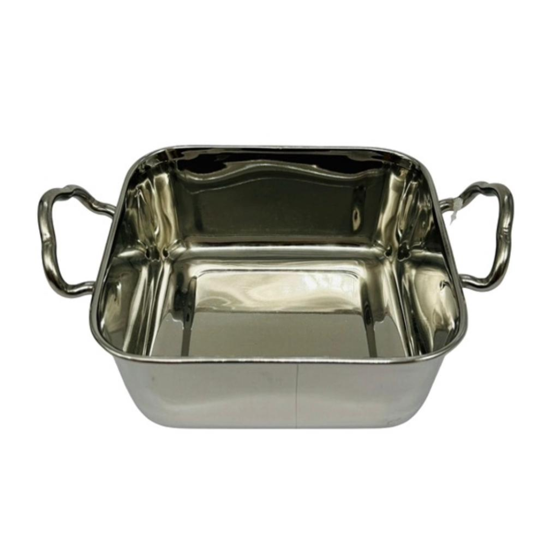 כלי הגשה מנירוסטה מרובע + ידית 13*13*5 ס"מ