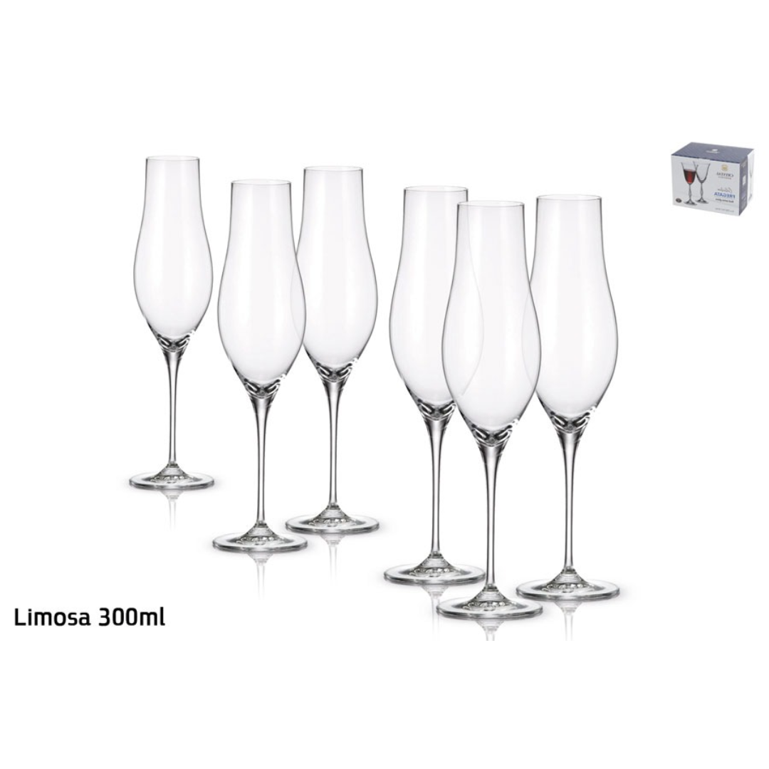 סט 6 כוס שמפניה – 300 מ”ל LIMOSA קריסטל בוהמיה