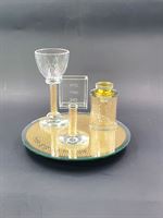 סט הבדלה – קריסטל סליל זהב + מגש