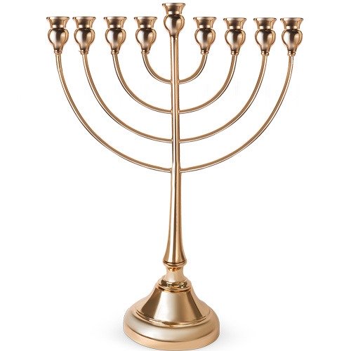חנוכיה מתכת - "אור הזהב" מתכת רוז גולד 49 ס"מ
