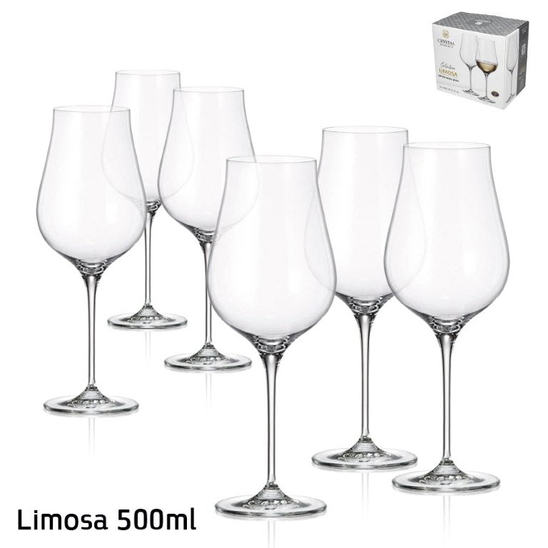 סט 6 כוס יין – 500 מ”ל LIMOSA קריסטל בוהמיה