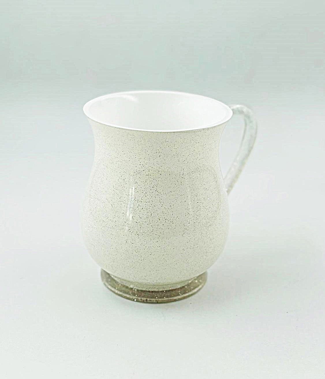 נטלה פולי - לבנה נצנצים ידיות שקופות 15 ס"מ