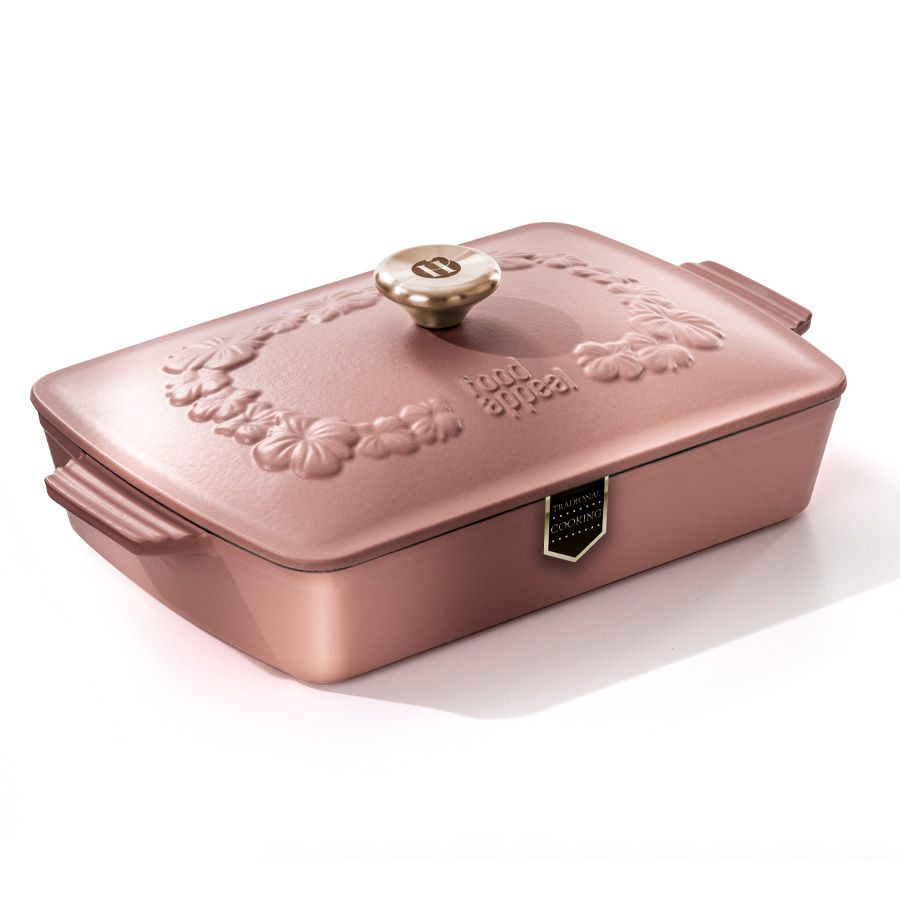 תבנית רוסטר עם מכסה יציקת ברזל 33.5X23.5X6.8 ס"מ 3.9 ליטר HERITAGE אפרסק מבית Food appeal