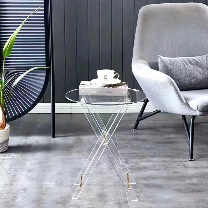 שולחן אקרילי - עגול מתקפל מוטות זהב 45X40 ס"מ ORIT