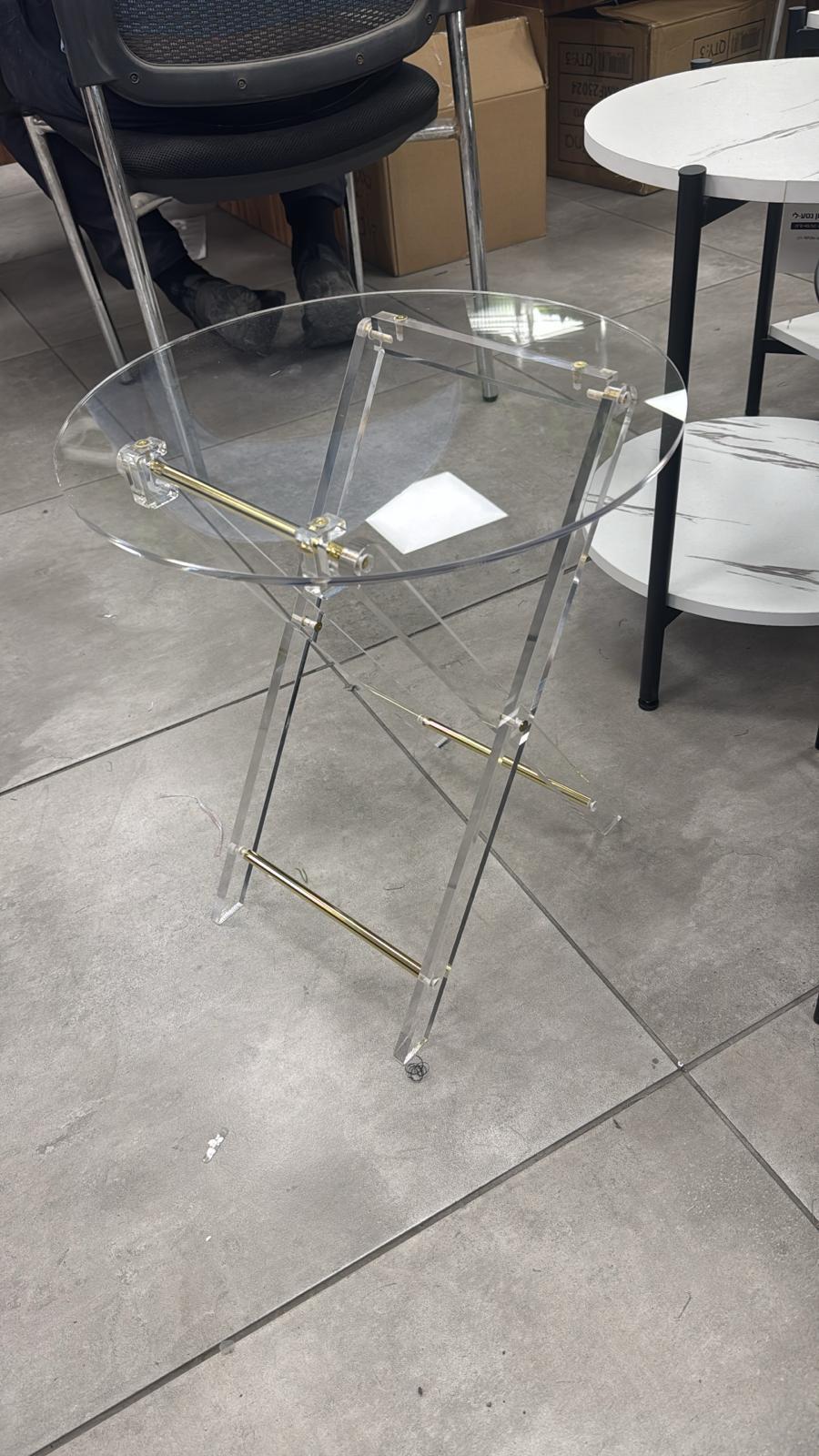 שולחן אקרילי - עגול מתקפל מוטות זהב 45X40 ס"מ ORIT