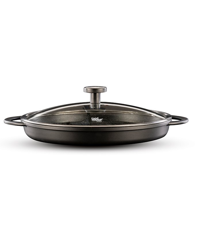 מגה פלנצ'ה 34 ס"מ עם מכסה זכוכית BLACK MARBLE