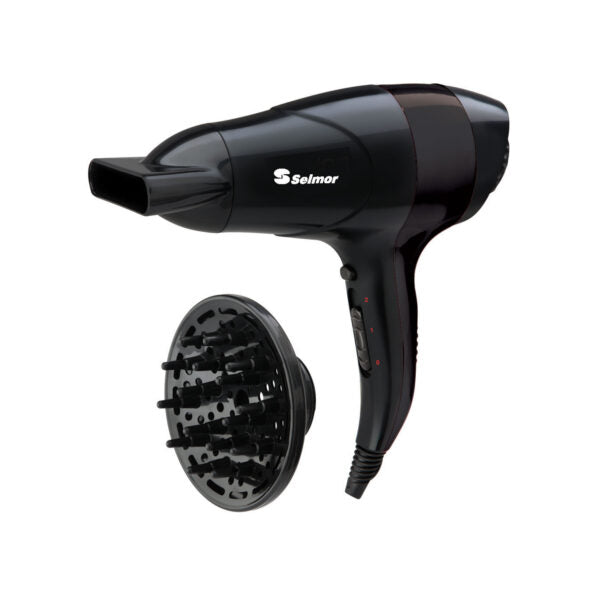 מייבש שיער קטן פן לשיער עם דיפיוזר בצבע שחור SELMOR 1800W