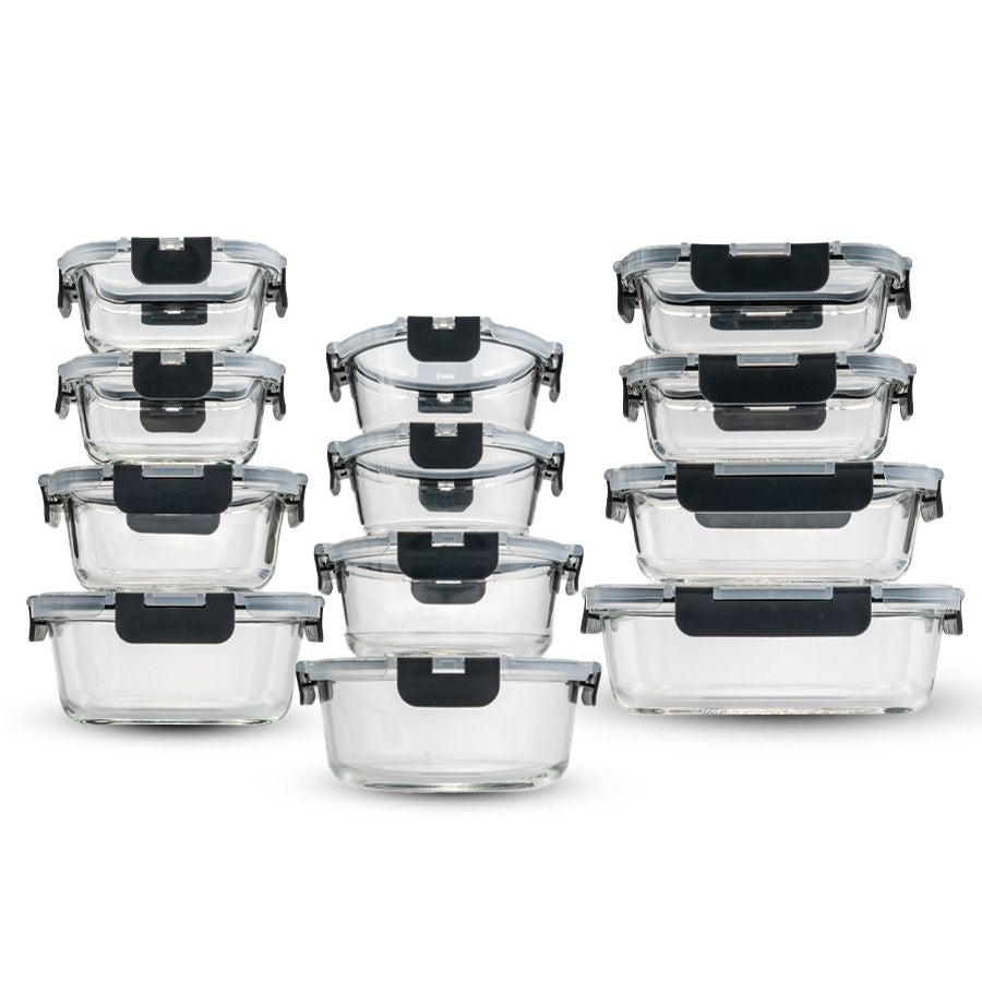 סט 12 כלי אחסון זכוכית GLASS CLOC