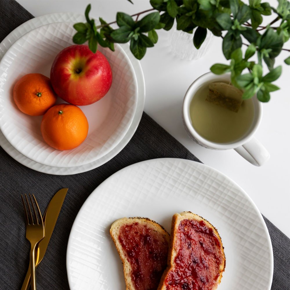 צלחת מנה ראשונה 21.5 ס"מ , Linen Weave קורנינג CORELLE