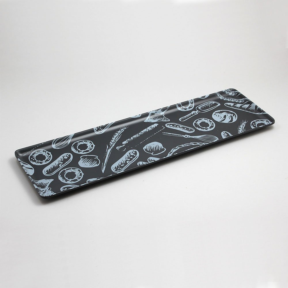 מגש מלמין 2/4 גובה 1.8 בייקר שחור ציורים