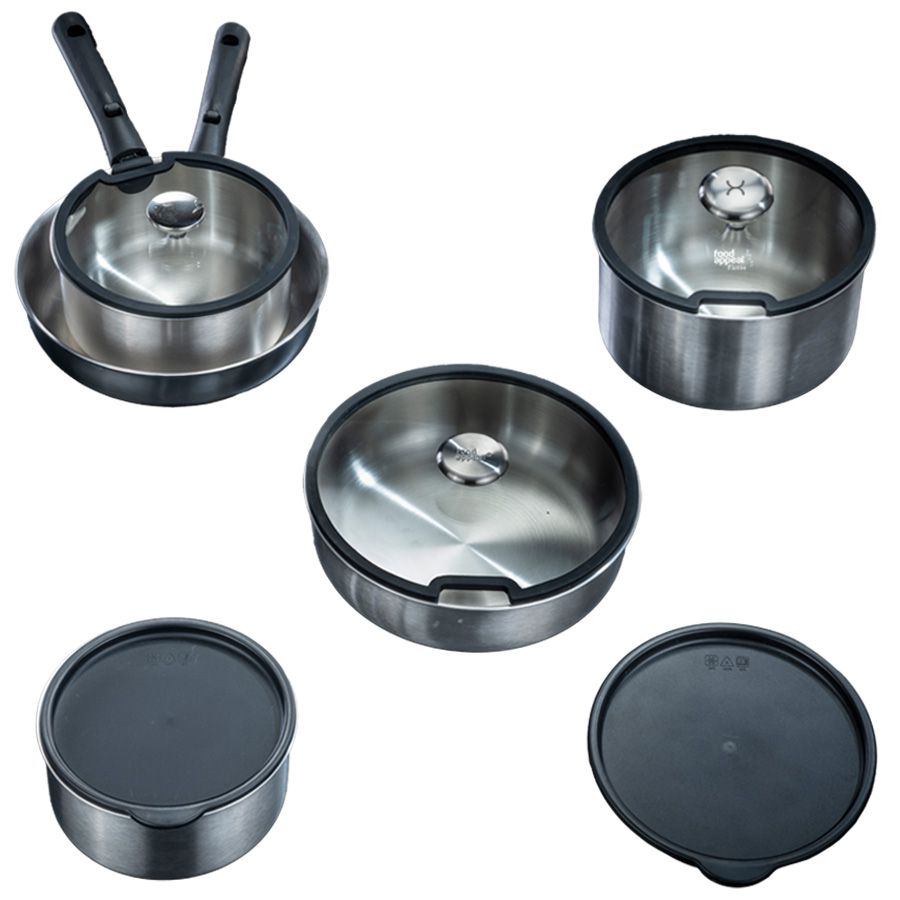 סט סירים 12 חלקים עם ידית נשלפת FLEXI PLATINUM מבית Food appeal