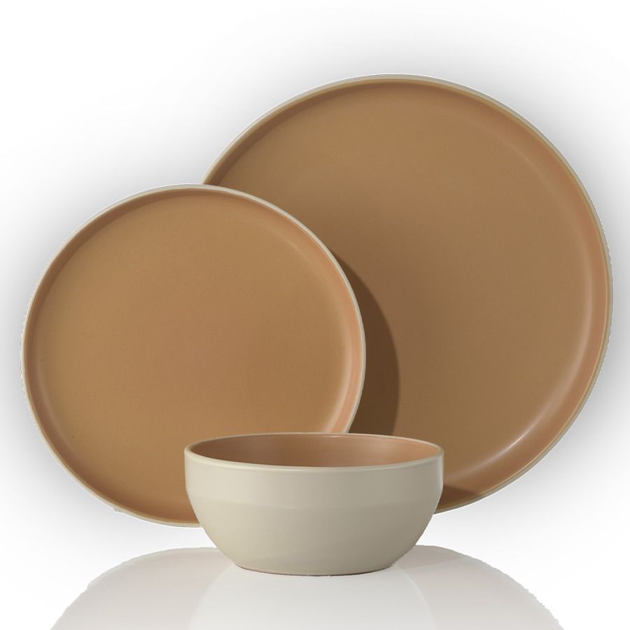 סט צלחות 18 חלקים קרמיקה TWIST חרדל