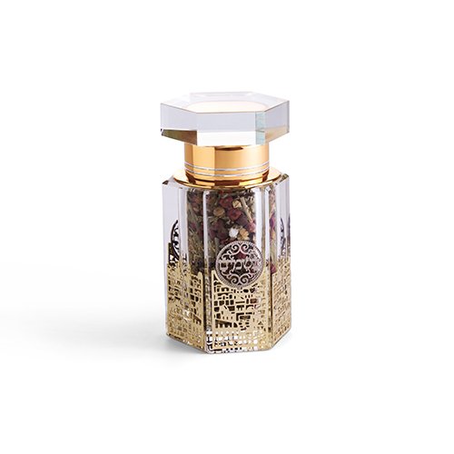 כלי לבשמים להבדלה - קריסטל פלקטה ירושלים עם תערובת פרחי בשמים