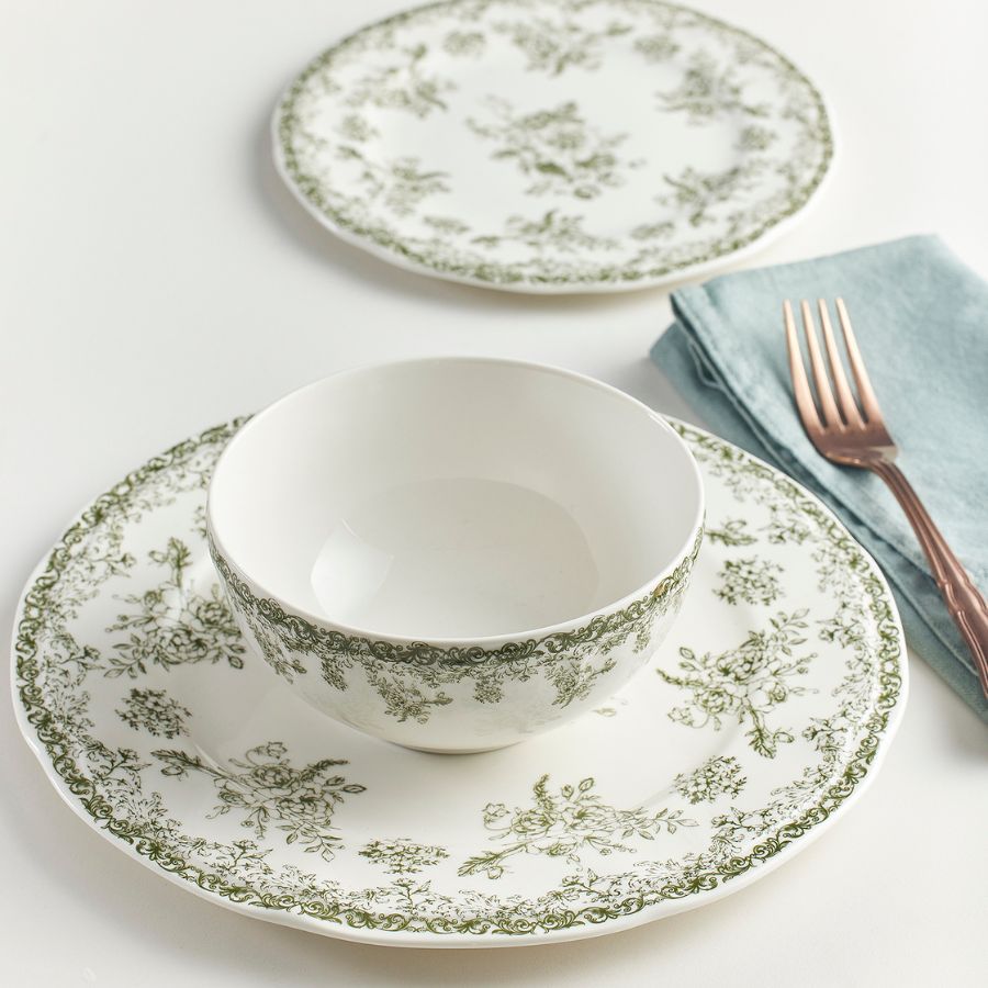 סט צלחות 18 חלק ניו בון ציינה LEGENCY GREEN