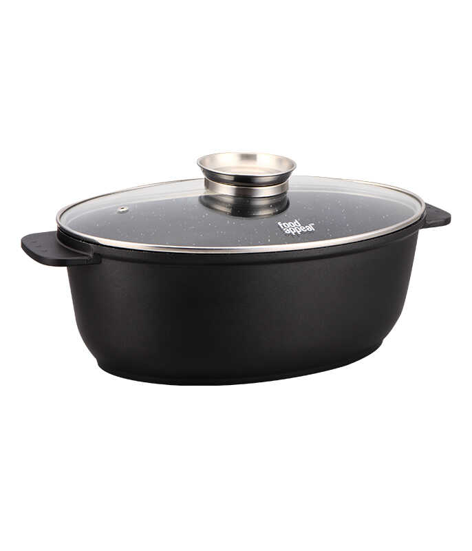 רוסטר אובלי עם מכסה ארומטי 5.6 ל' BLACK MARBLE