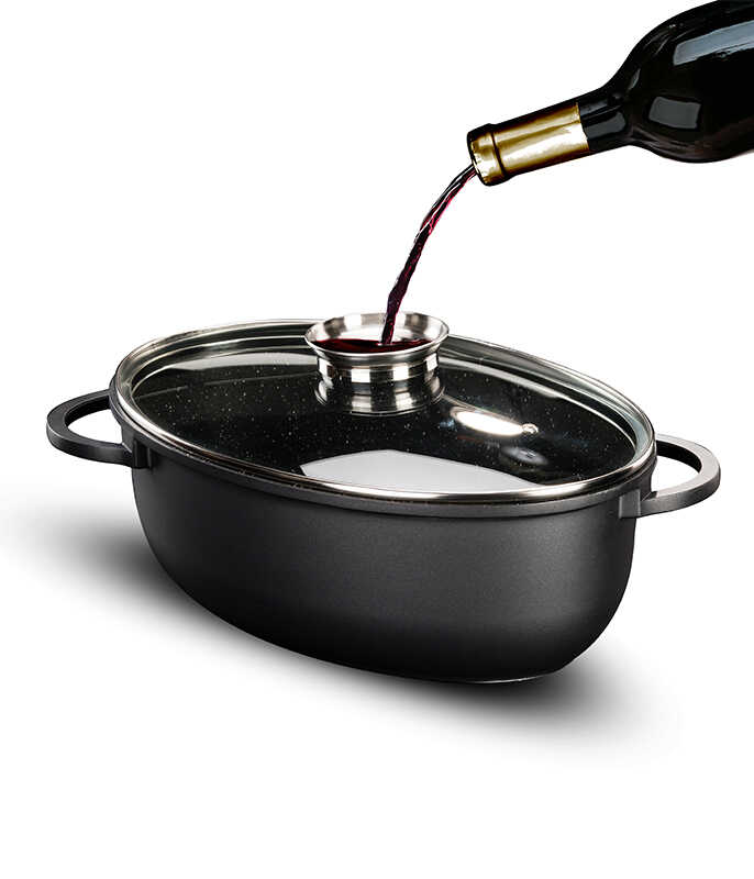 רוסטר אובלי עם מכסה ארומטי 5.6 ל' BLACK MARBLE