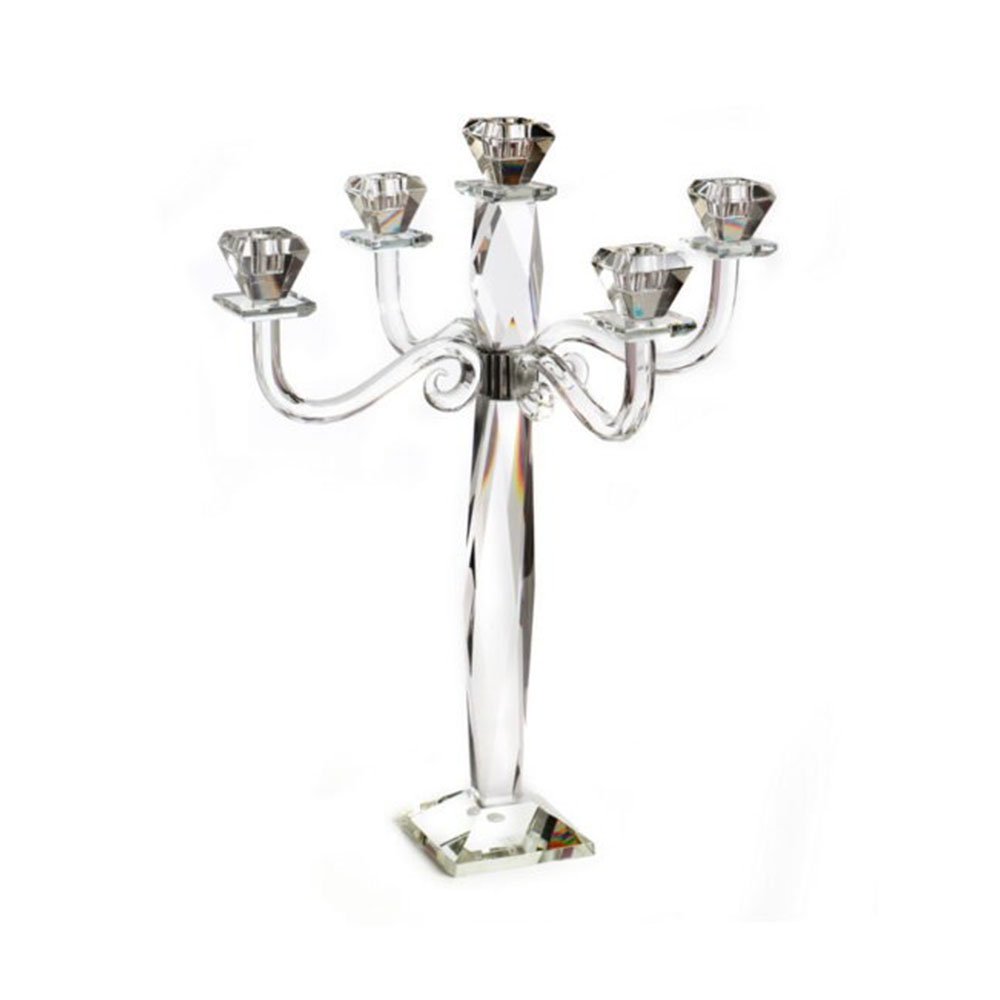 פמוט 5 קנים - קריסטל מפותל 53 ס"מ X2038A