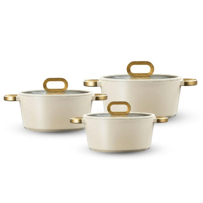 סט סירים 6 חלקים - סירים 20/24/28 ס"מ GLORY קרם