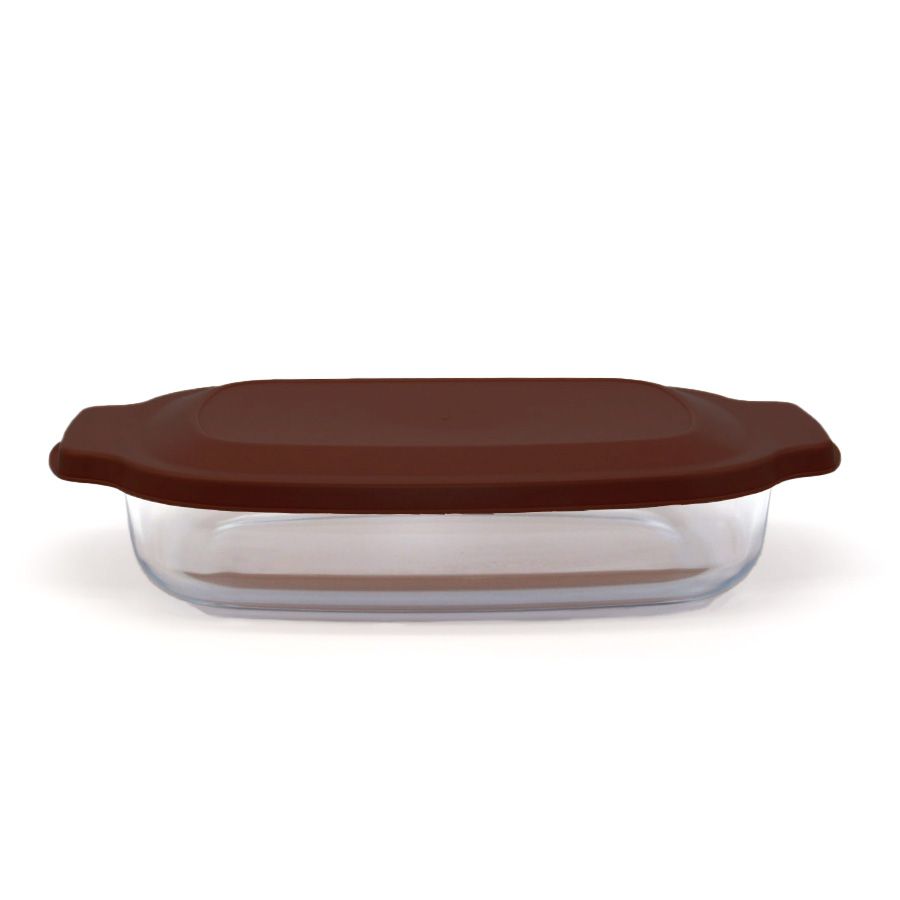 תבנית פיירקס מלבנית 3.8 ל' זכוכית + מכסה חום כהה OVEN TO TABLE