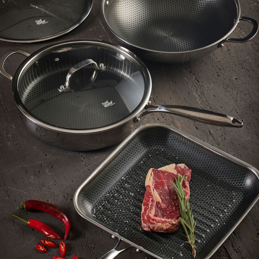 מחבת היברידית עמוקה 28 ס"מ + מכסה HYBRIDPAN מבית Food appeal