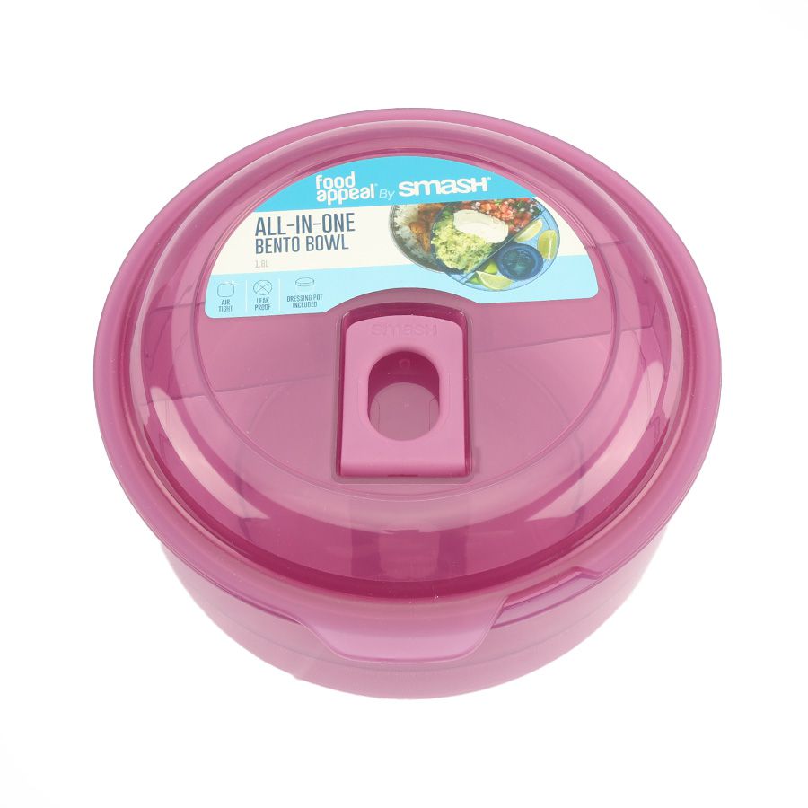 אחסונית ארוחה/סלט עגולה 1.8 ל' ורוד Smash by Food Appeal / Adult / Microwave