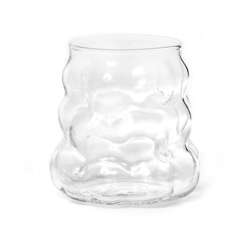 זוג כוס שתייה - זכוכית בועות שקופה 350 מ"ל