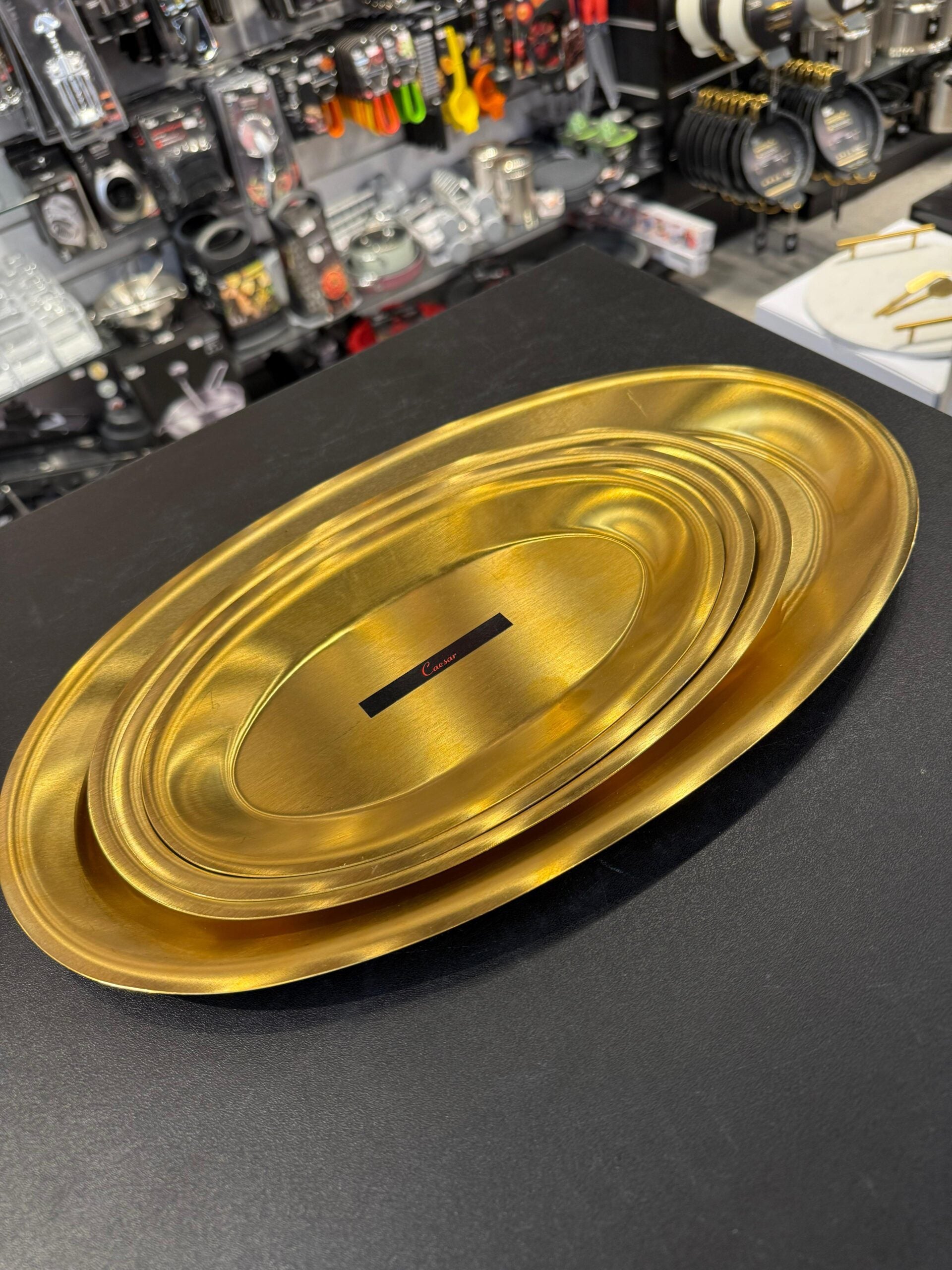 מגש אובלי - נירוסטה זהב 39X23 ס״מ