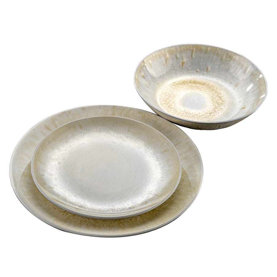 סט צלחות 18 חלקים - פורצלן UNDERGLAZZE BATIK CREAM