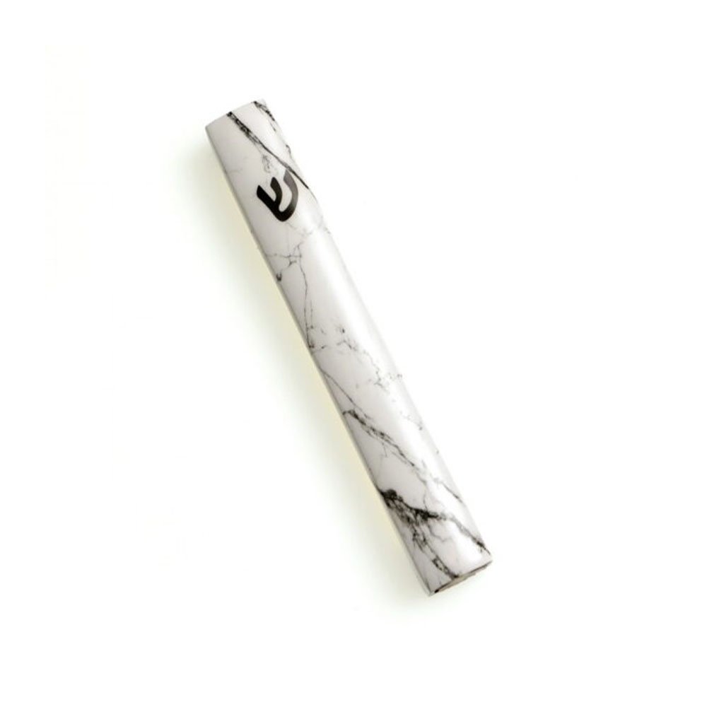 בית מזוזה - שיש לבן שחור 15 ס"מ