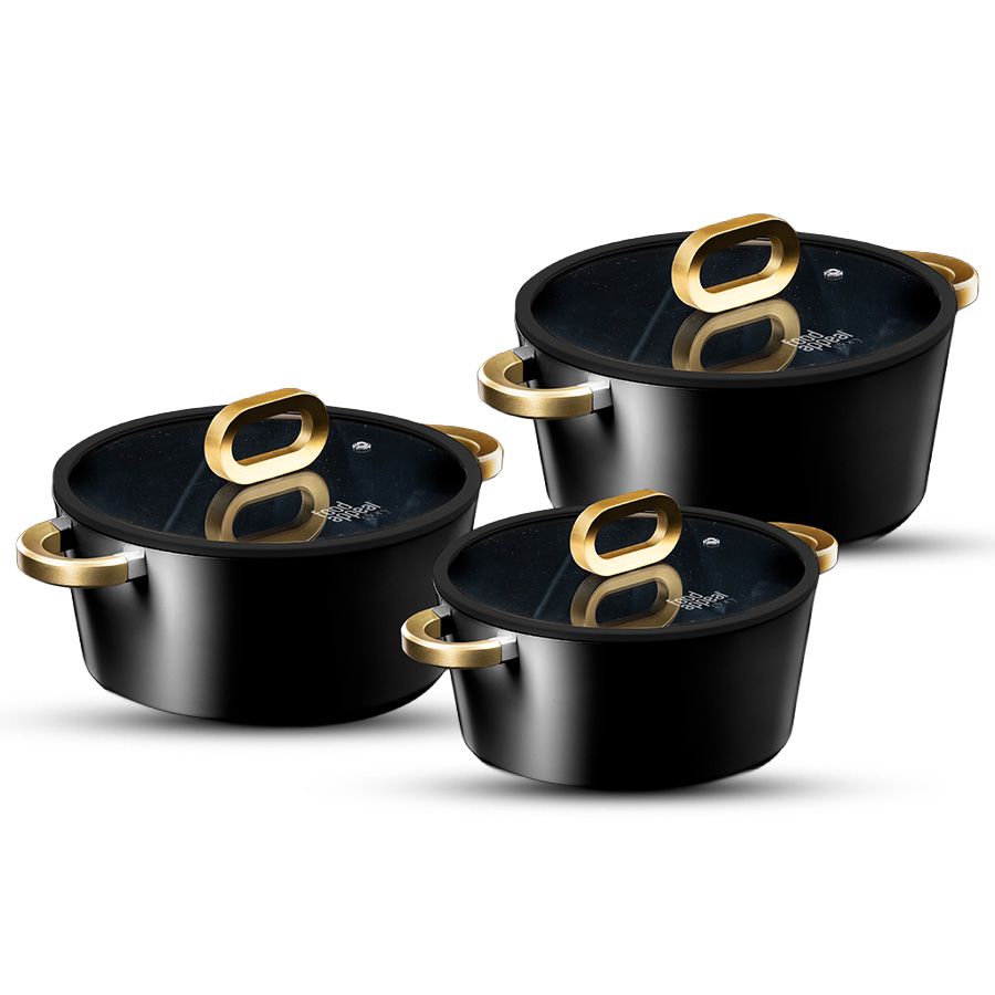 סט סירים 6 חלקים - סירים 20/24/28 ס"מ GLORY שחור