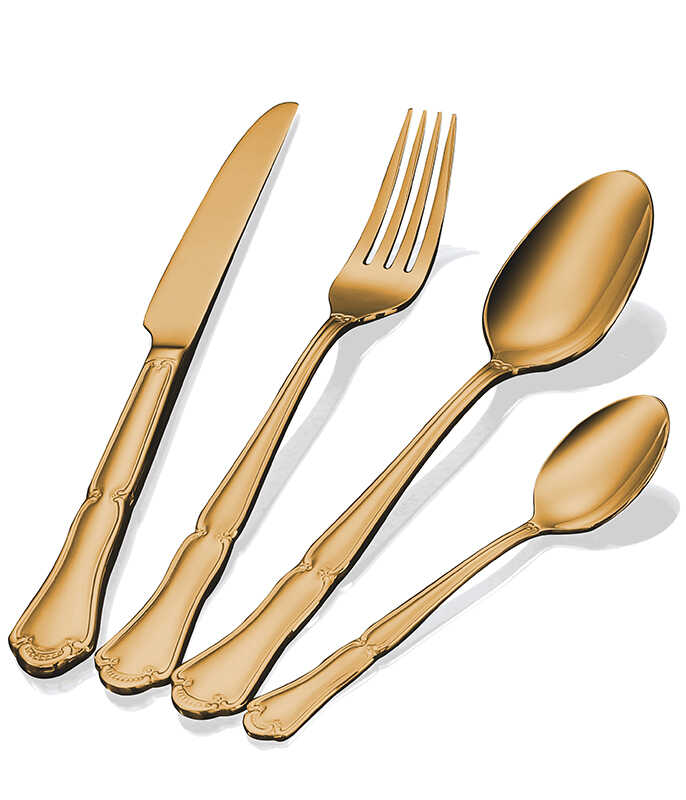 סט סכו"ם יוקרתי 24 חלקים - דגם BELLE זהב מבריק