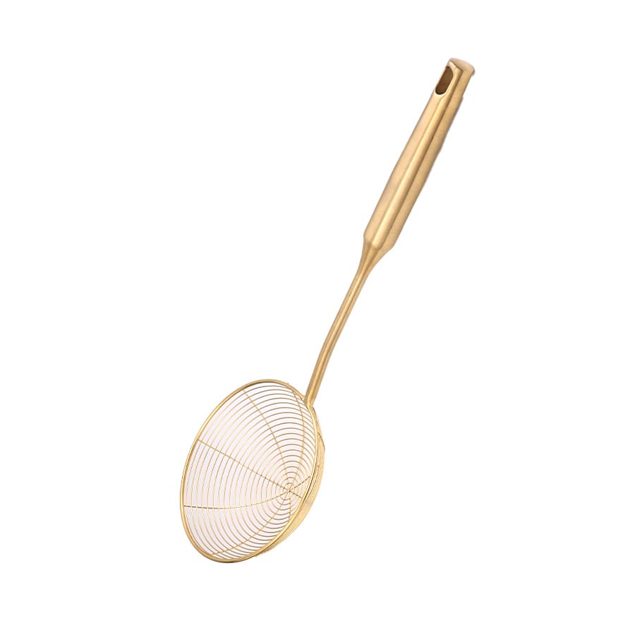 כף סינון וטיגון (עכביש) 14 ס"מ מנירוסטה איכותית בגימור זהב EDGE