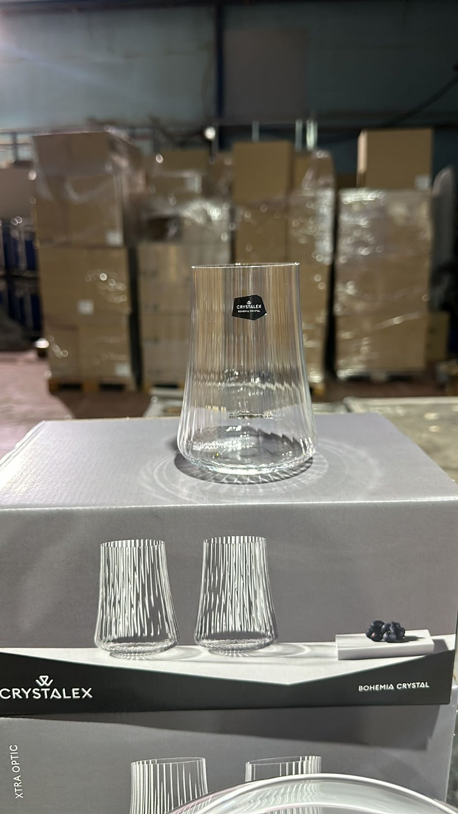 סט 6 כוס שתיה - בוהמיה קריסטל אקסטרה אופטיק פסים לונג 400 מ"ל CRYSTALEX