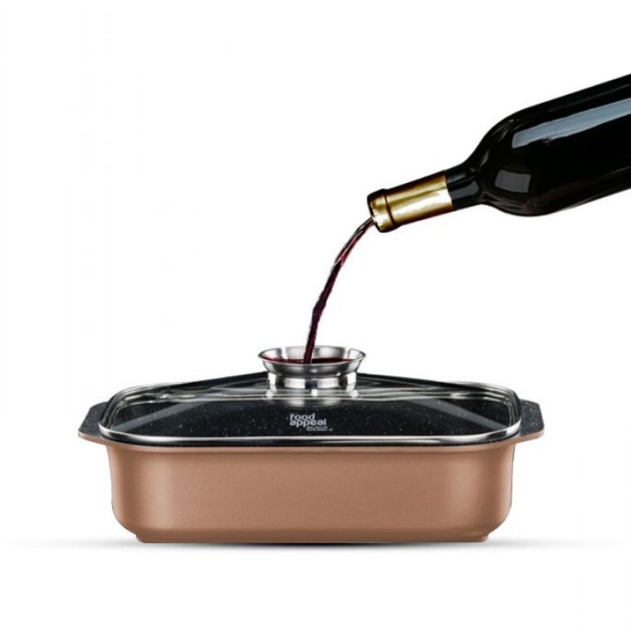 רוסטר עם מכסה ארומטי 34.5X24.5X8 ס"מ 6 ליטר BLACK MARBLE מוקה