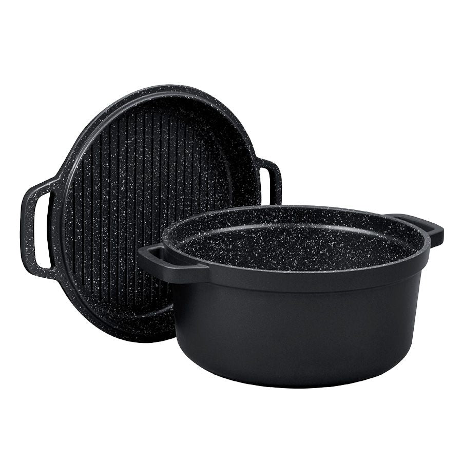 סיר רוסטר 24 ס"מ 4.4 ליטר עם מכסה דו שימושי BLACK MARBLE