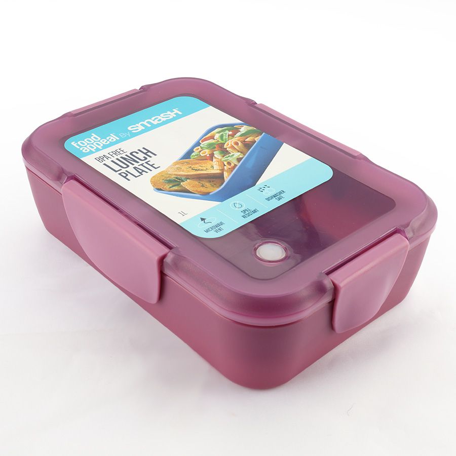 אחסונית ארוחה מלבנית 1 ל' ורוד Smash by Food Appeal / Adult / Microwave