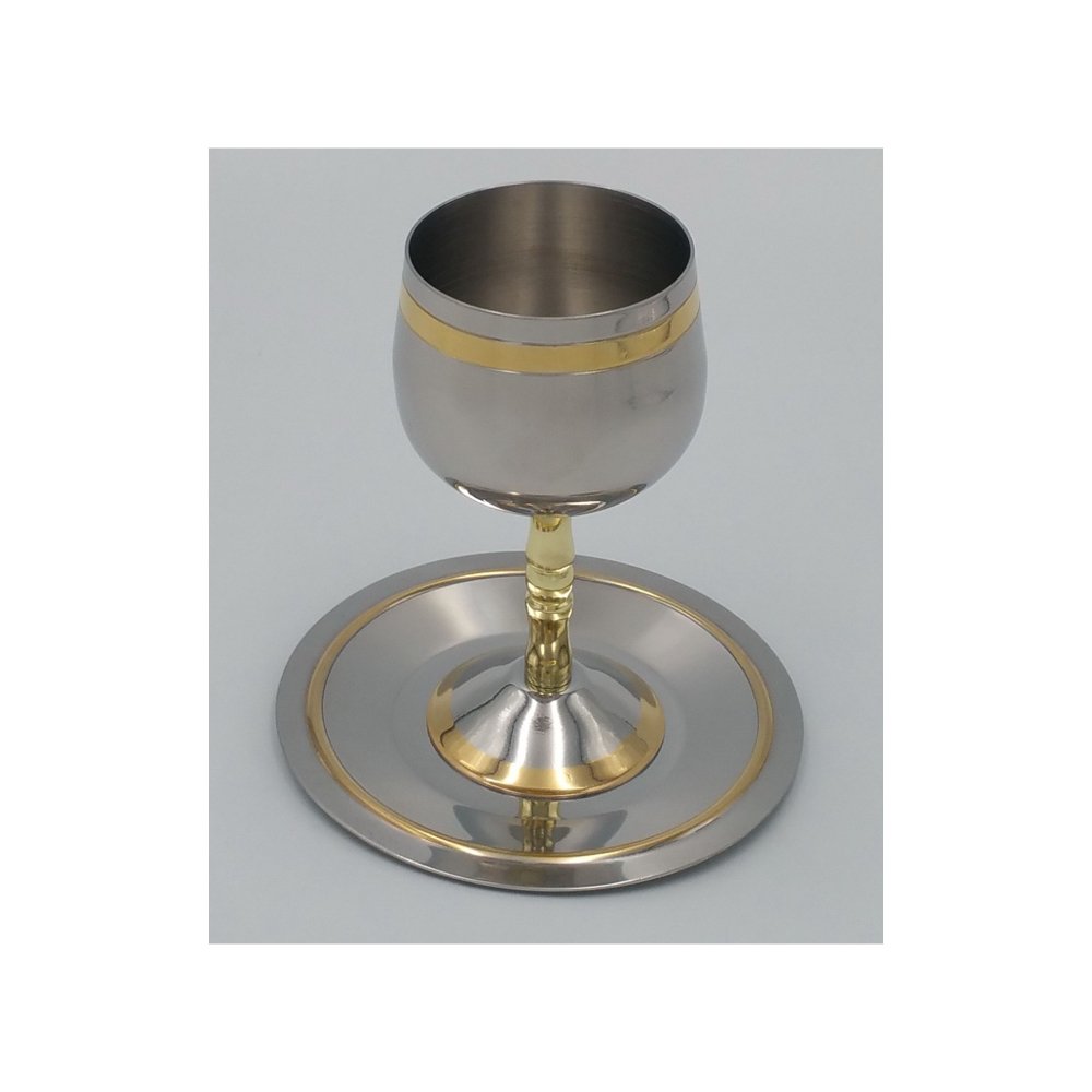 כוס קידוש - נירוסטה פס זהב