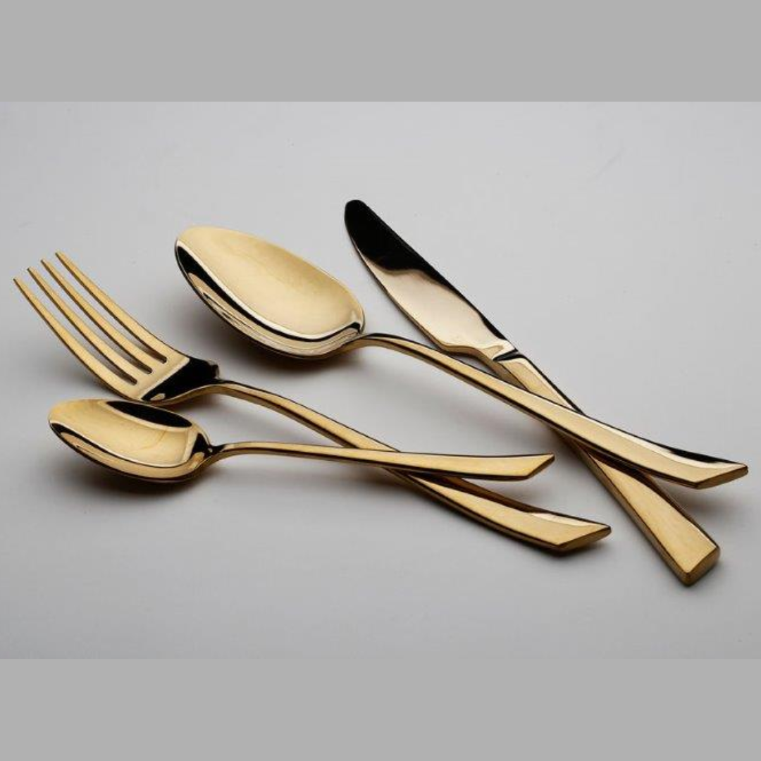 מזוודת סכו"ם 72 חלקים - זהב מבריק דגם GENTLE נירוסטה 10\18