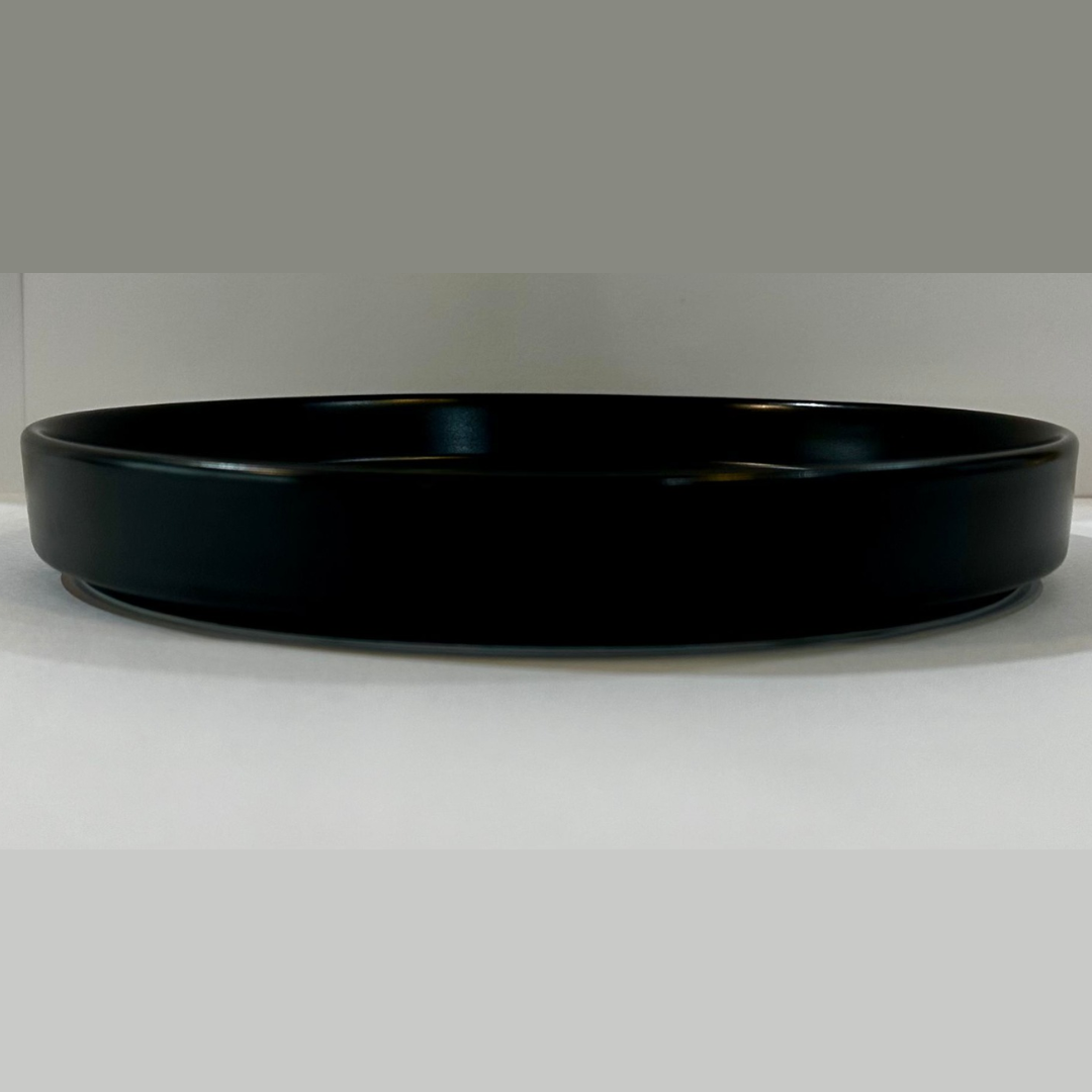 צלחת פלטה פורצלן שחור שטוח אוקיינוס שוליים גבוהות 25 ס"מ