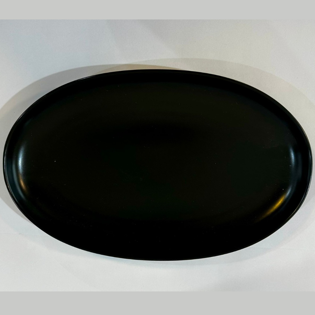 צלחת אובלית - פורצלן שחור 28X18 ס"מ