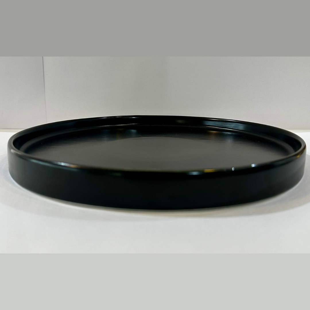 צלחת פלטה פורצלן שחור שטוח אוקיינוס שוליים גבוהות 19.5 ס"מ