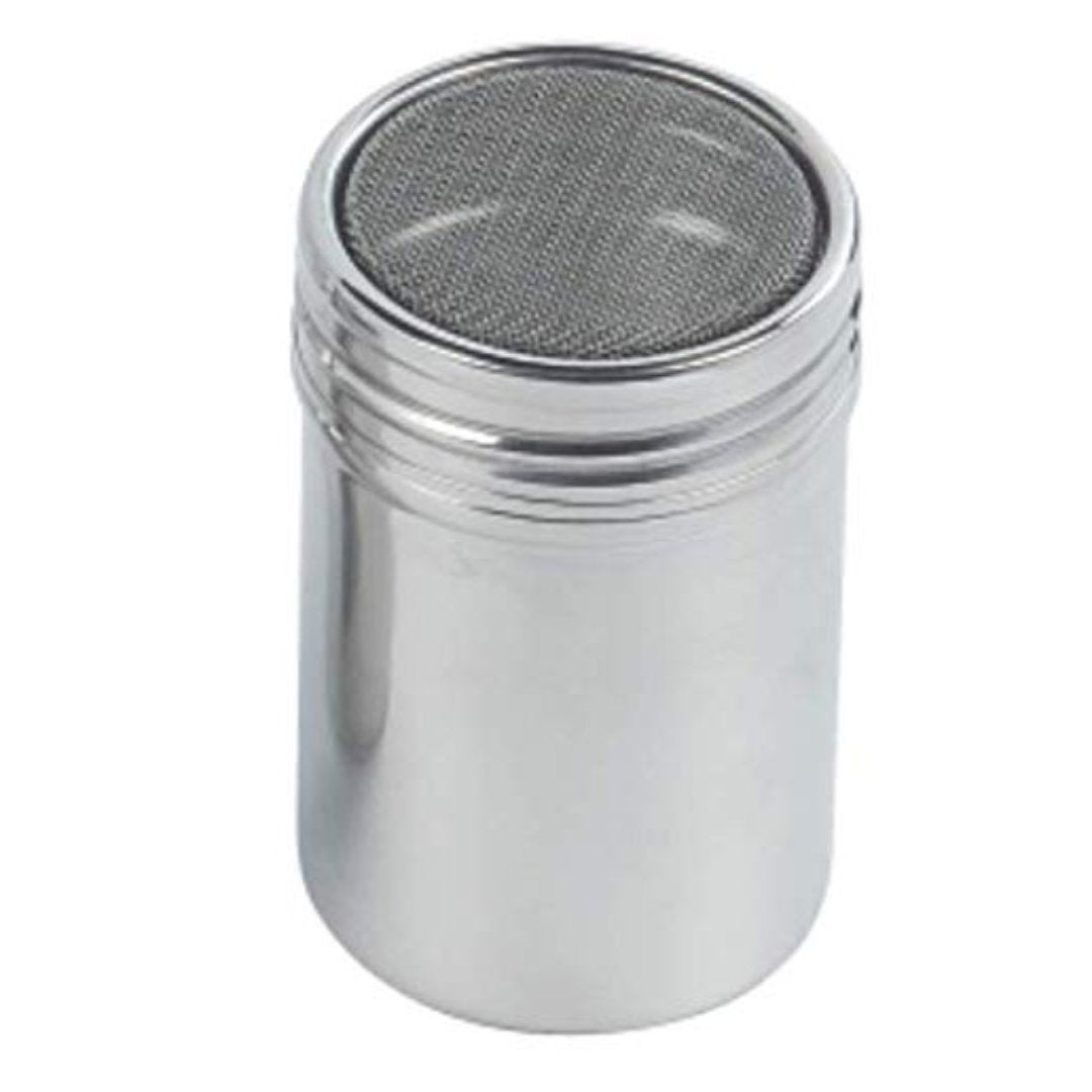 מלחיה נירוסטה עגולה - מסננת לאבקת סוכר מכסה רשת 200 מ"ל