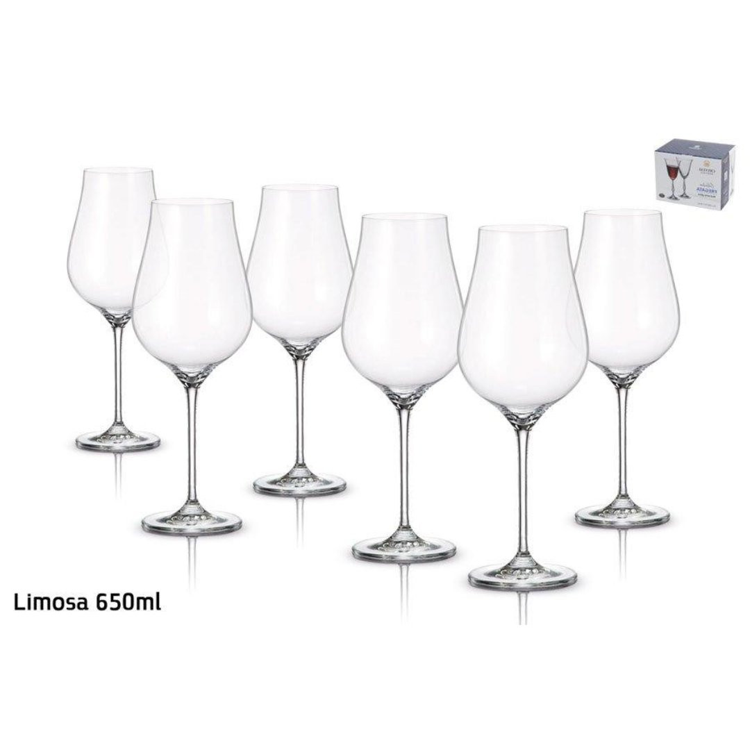 סט 6 כוס יין – 650 מ”ל LIMOSA קריסטל בוהמיה